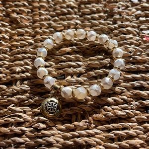 White and gold Rustic Cuff